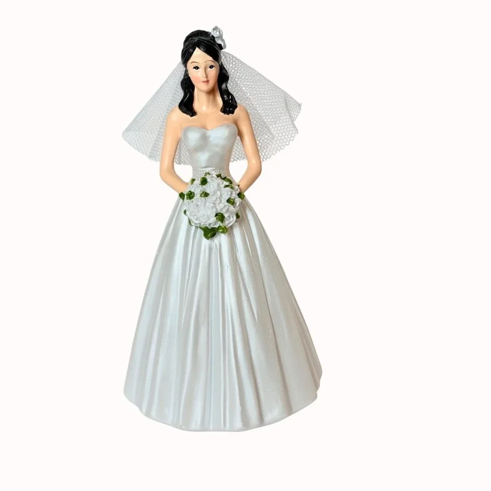 Wilton Bride Cake Topper Figurine Wedding Bridal Shower VTG Decor Black Hair
